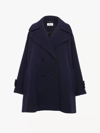 Oversized double-breasted coat in wool
