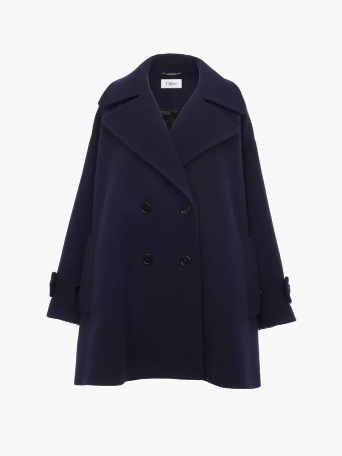 Oversized double-breasted coat in wool