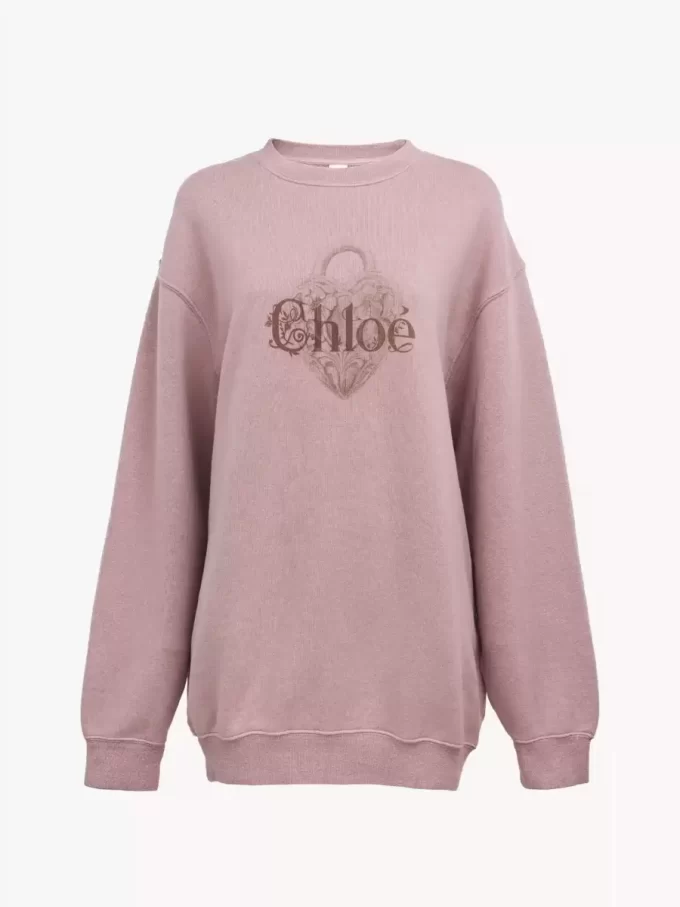 Oversized logo sweater in chiné fleece