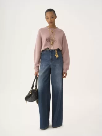 Oversized logo sweater in chiné fleece