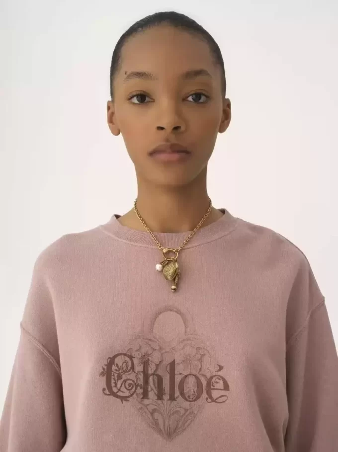 Oversized logo sweater in chiné fleece