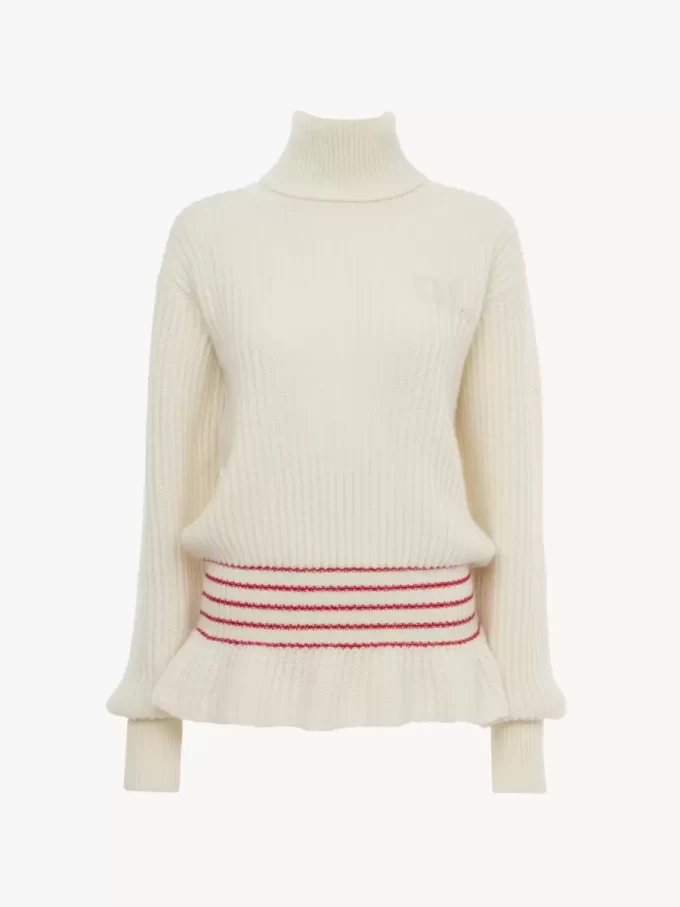 Oversized logo turtleneck sweater in a wool & mohair knit