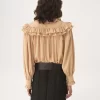 Oversized ruffle top in crêpe de chine