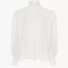 Oversized ruffled blouse in silk jacquard