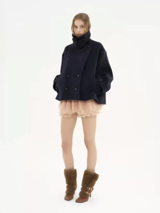 Oversized short coat in wool