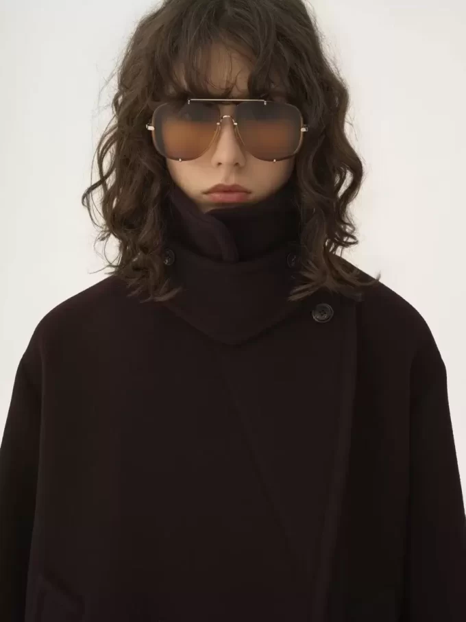 Oversized short coat in wool