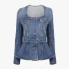 Peplum riding jacket in denim