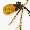 Pineapple bag charm in raffia, metal & leather