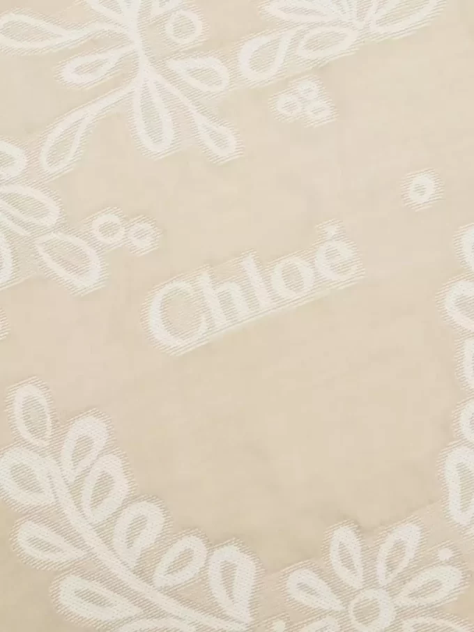 Rectangular stole in wool & silk broderie anglaise