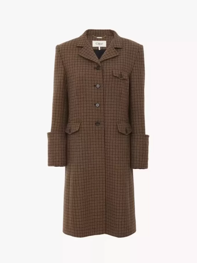 Riding coat in houndstooth wool