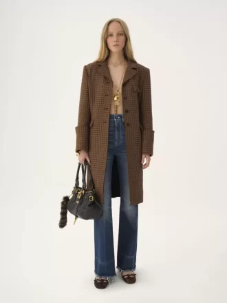 Riding coat in houndstooth wool