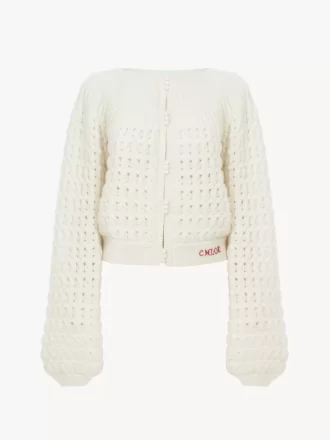 Round-neck cardigan in a wool & cashmere knit