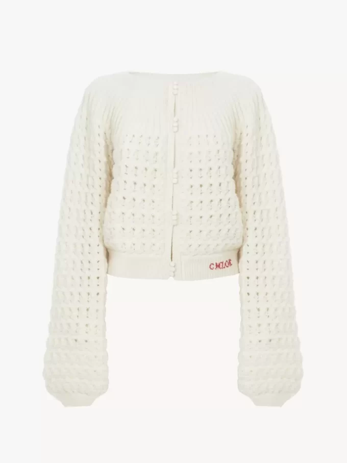 Round-neck cardigan in a wool & cashmere knit