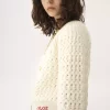 Round-neck cardigan in a wool & cashmere knit