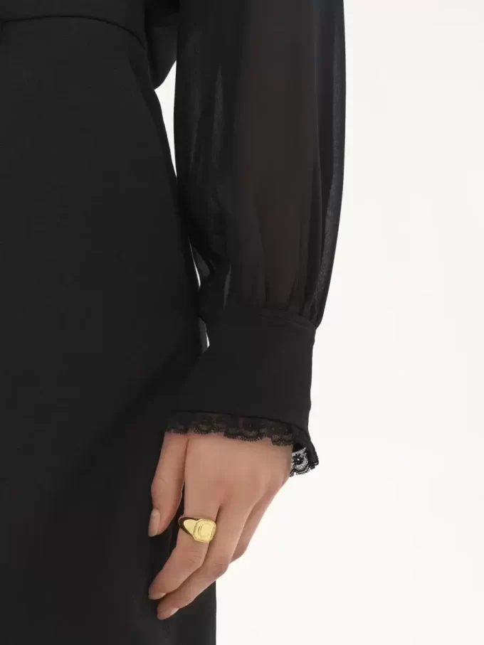 Ruffled blouse in silk georgette