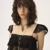 Ruffled bralette in silk mousseline & lace