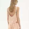 Ruffled camisole top in silk charmeuse & lace