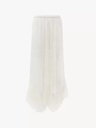 Ruffled midi skirt in floral lace jacquard