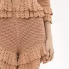 Ruffled mini shorts in crochet knit