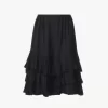 Ruffled tiered shorts in crêpe de chine