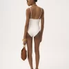 Ruffled V-neck one-piece swimsuit