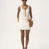 Scalloped mini skirt in a cotton mix