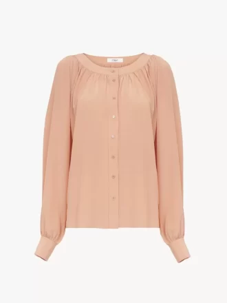 Scoop-neck blouse in crêpe de chine