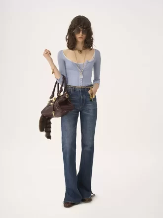 Scoop-neck fitted cardigan in cotton