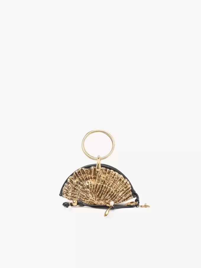 Sea Treasures Shell zipped clutch in soft leather & metal