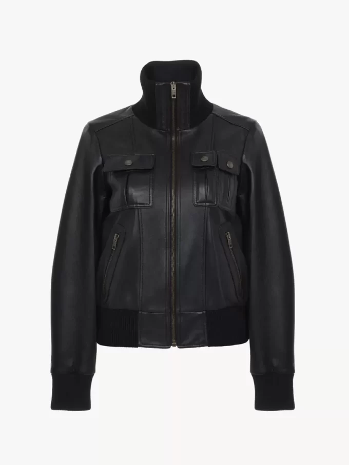 Short blouson in leather