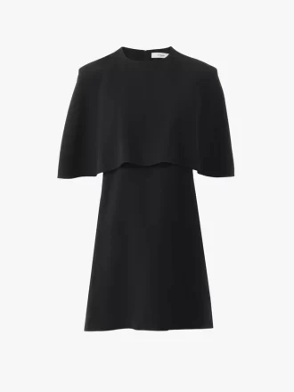 Short cape dress in viscose crêpe