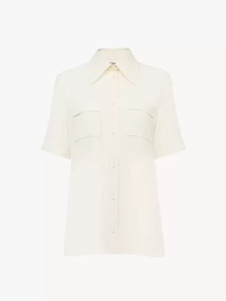 Short-sleeve blouse in crêpe de chine