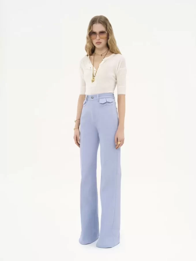 Short-sleeve Henley shirt in linen & silk knit