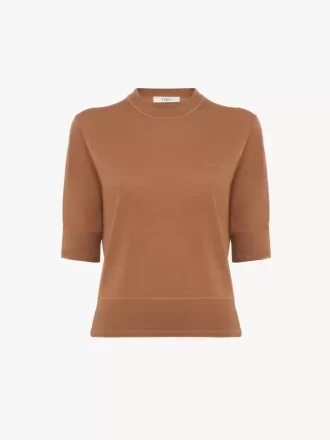 Short-sleeve logo sweater in a fine merino wool knit