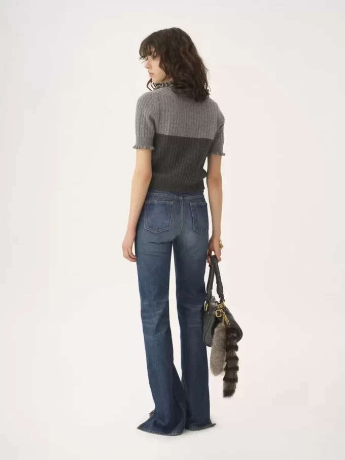 Short-sleeve polo sweater in a wool & cashmere knit