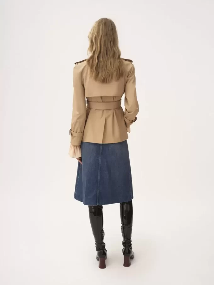 Short trench coat in cotton gabardine