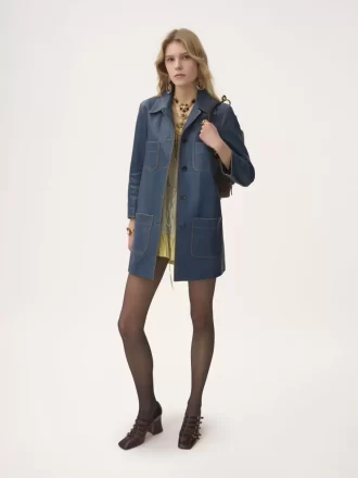 Single-breasted coat in leather