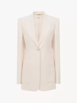 Single-breasted tailored jacket in wool gabardine