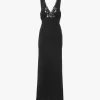 Sleeveless column dress in silk jacquard & lace