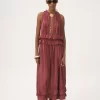Sleeveless long dress in washed silk pongé Sleeveless long dress in washed silk pongé