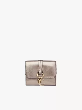 Small Alphabet tri-fold in metallized leather