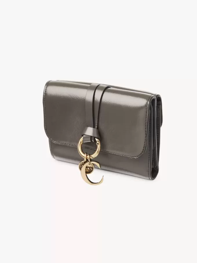 Small Alphabet tri-fold in shiny leather