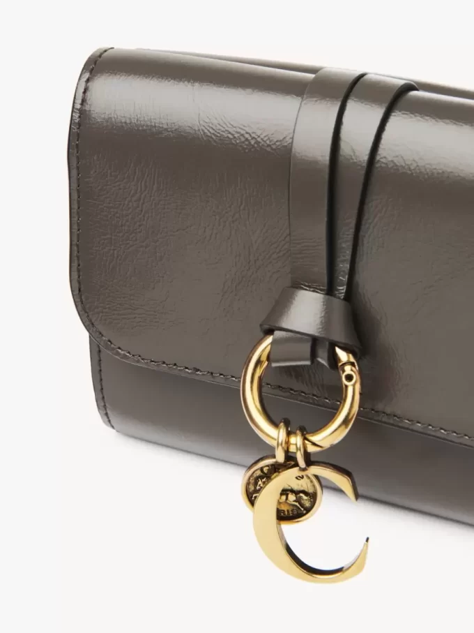 Small Alphabet tri-fold in shiny leather