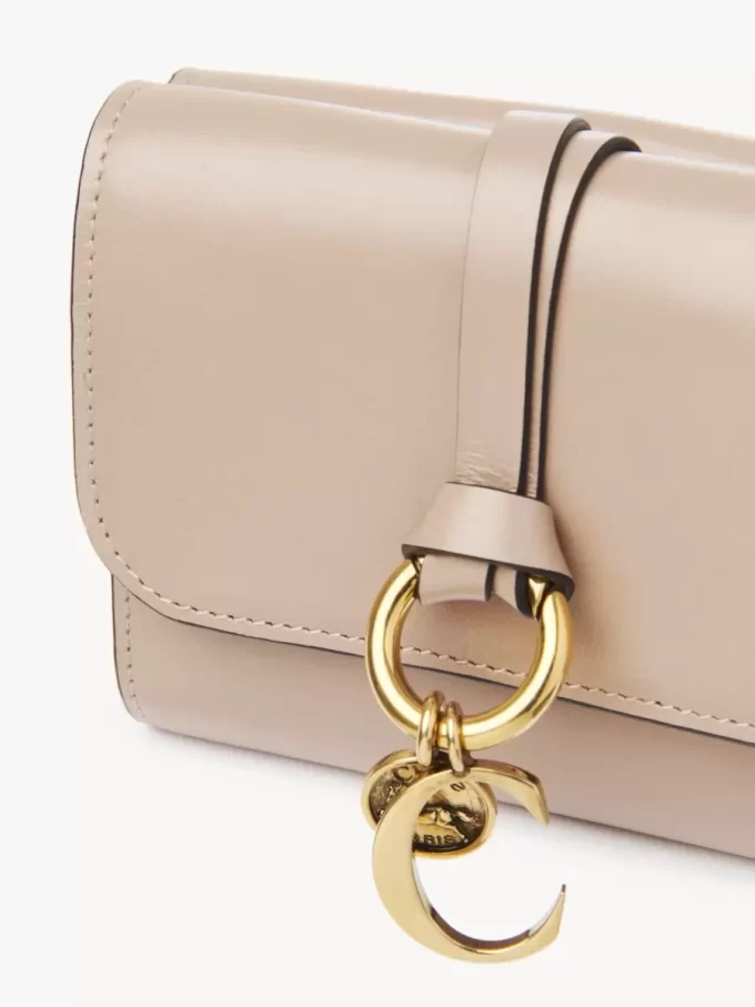 Small Alphabet tri-fold in shiny leather