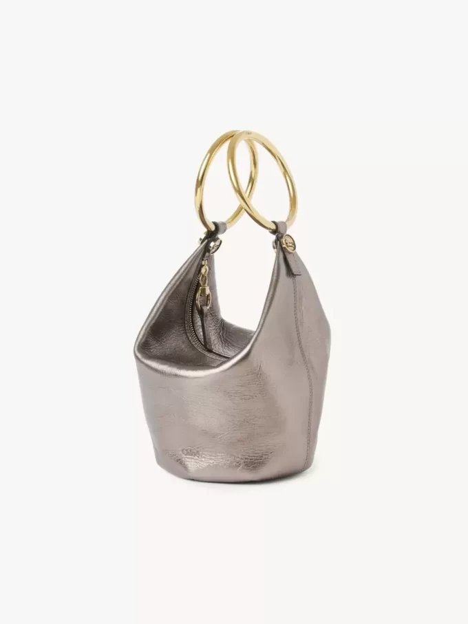 Small Bracelet handbag in metallized leather