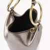 Small Bracelet handbag in metallized leather