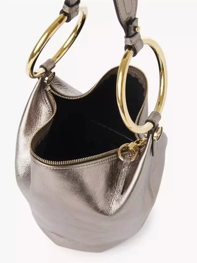 Small Bracelet handbag in metallized leather