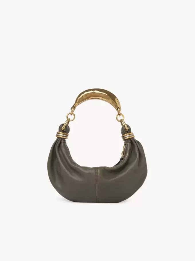 Small Bracelet hobo Bag in grained leather