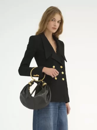 Small Bracelet Hobo bag in grained leather