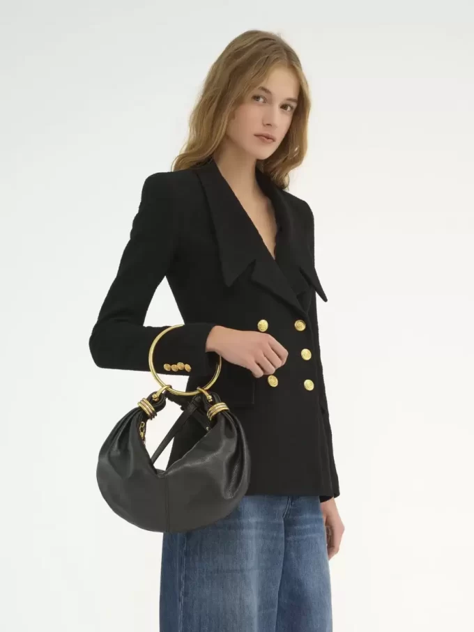 Small Bracelet Hobo bag in grained leather